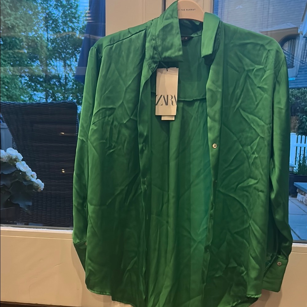 ZARA Green Button-Up Shirt